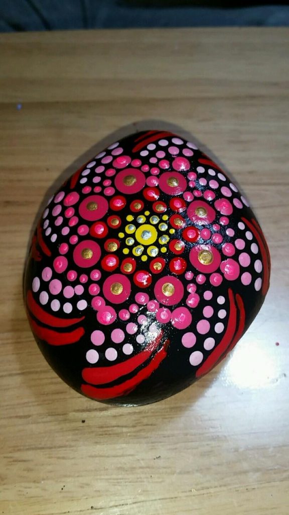 Dot Painting Mandala Stone